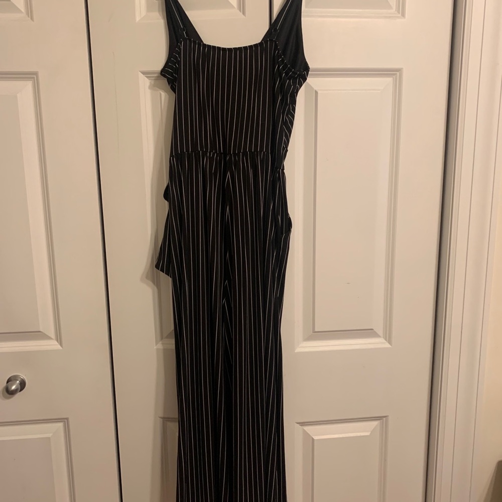 Black and white striped jumpsuit